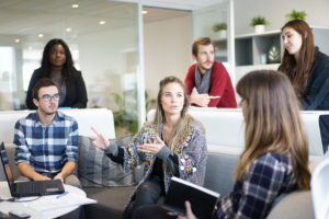 Picture showing a leader engaging with their team